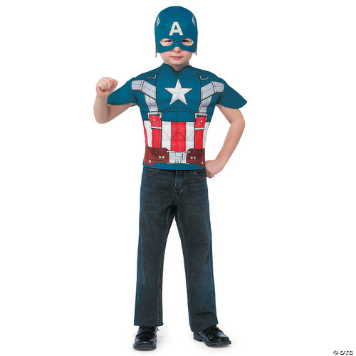 Boys Captain America T-Shirt & Mask Costume - Small